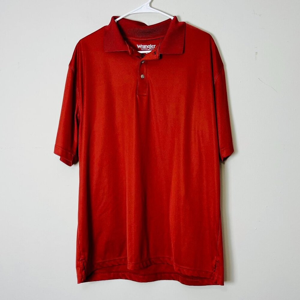 Wrangler Shirt Men's Large Red Moisture Wicking Performance Golf Rugged Wear
